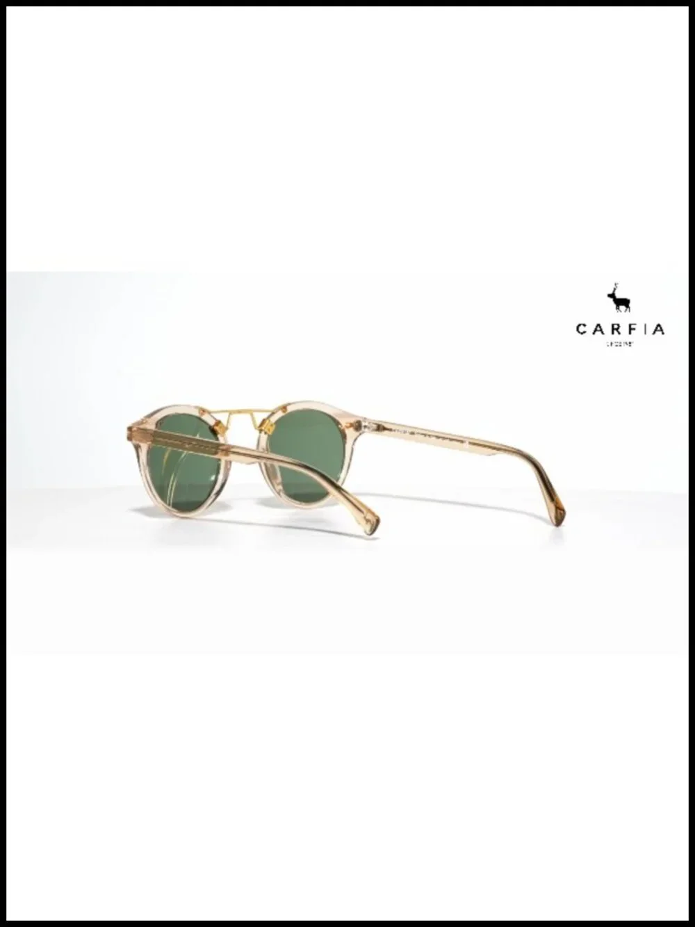 Retro Metal Brow Round Acetate Sunglasses Polarized UV Protection